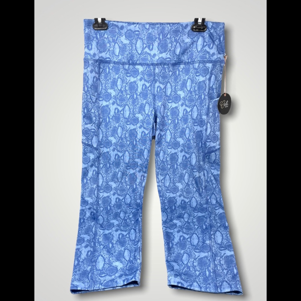 🛍️SALE🛍️ Cali Active Leggings Python Blue Print with Side Pockets - Picture 6 of 10